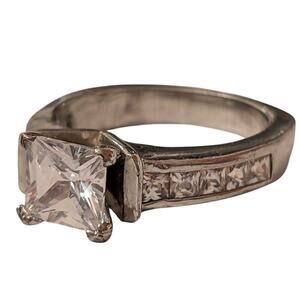 Silver Tone Ring with Faux Stone